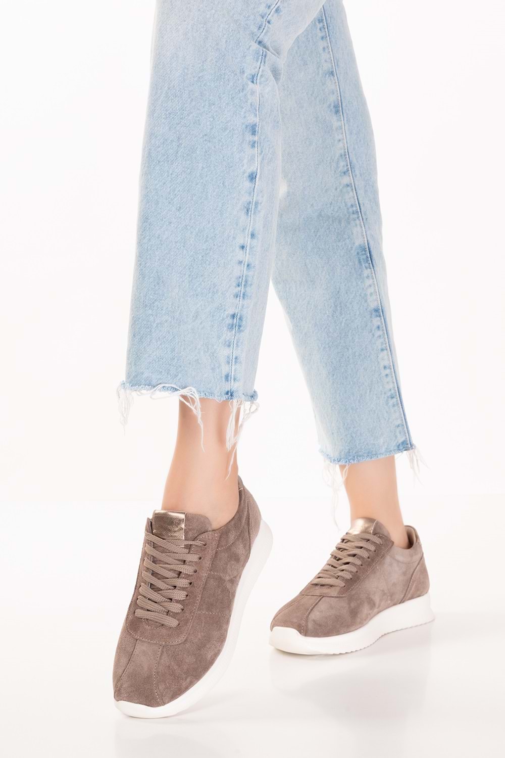 Gondol Içi Dışı Hakiki Deri Anatomik Taban Hafif Spor Ayakkabı kla.1616 - Vizon Süet - 36