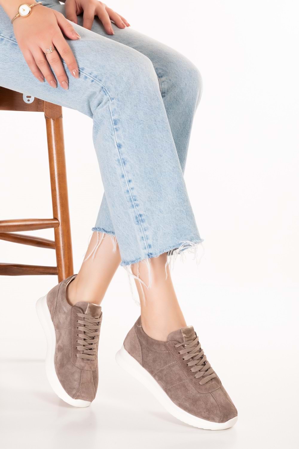 Gondol Içi Dışı Hakiki Deri Anatomik Taban Hafif Spor Ayakkabı kla.1616 - Vizon Süet - 36