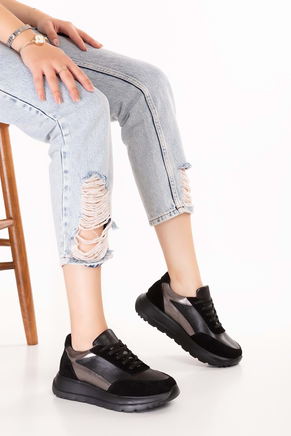 Gondol Içi Dışı Hakiki Deri Anatomik Taban Hafif Spor Ayakkabı ars.502 - Siyah - 36