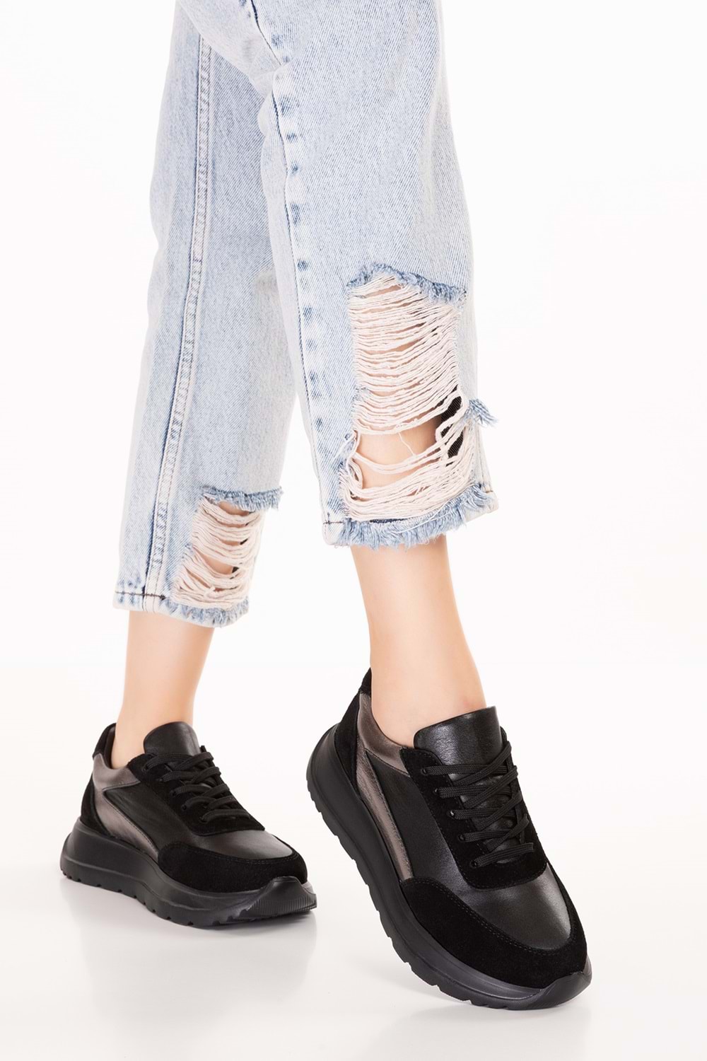 Gondol Içi Dışı Hakiki Deri Anatomik Taban Hafif Spor Ayakkabı ars.502 - Siyah - 36