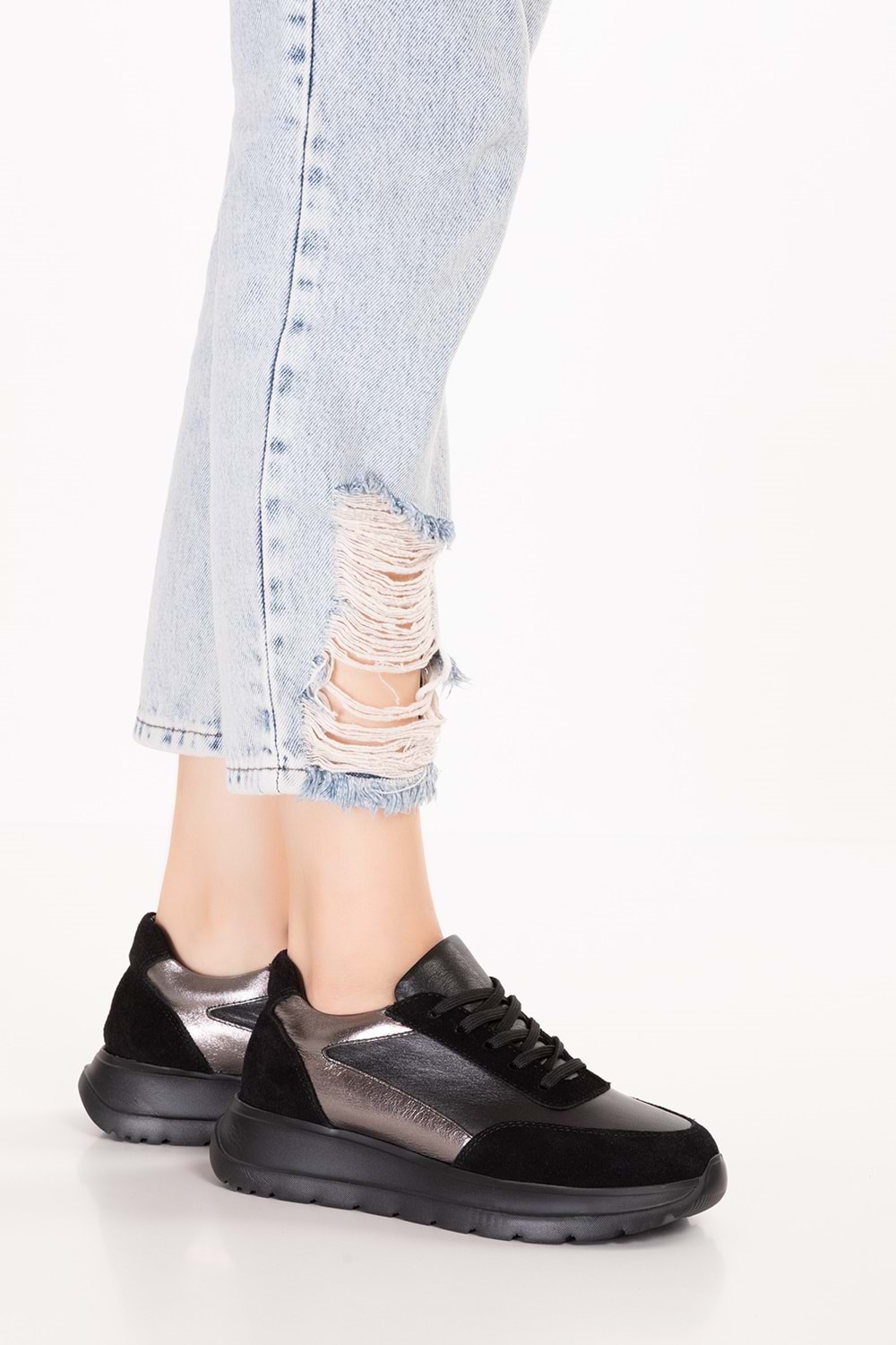 Gondol Içi Dışı Hakiki Deri Anatomik Taban Hafif Spor Ayakkabı ars.502 - Siyah - 36