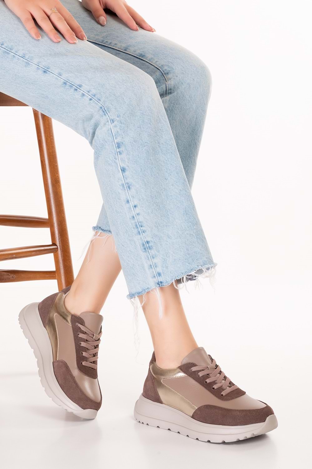 Gondol Içi Dışı Hakiki Deri Anatomik Taban Hafif Spor Ayakkabı ars.502 - Vizon - 41