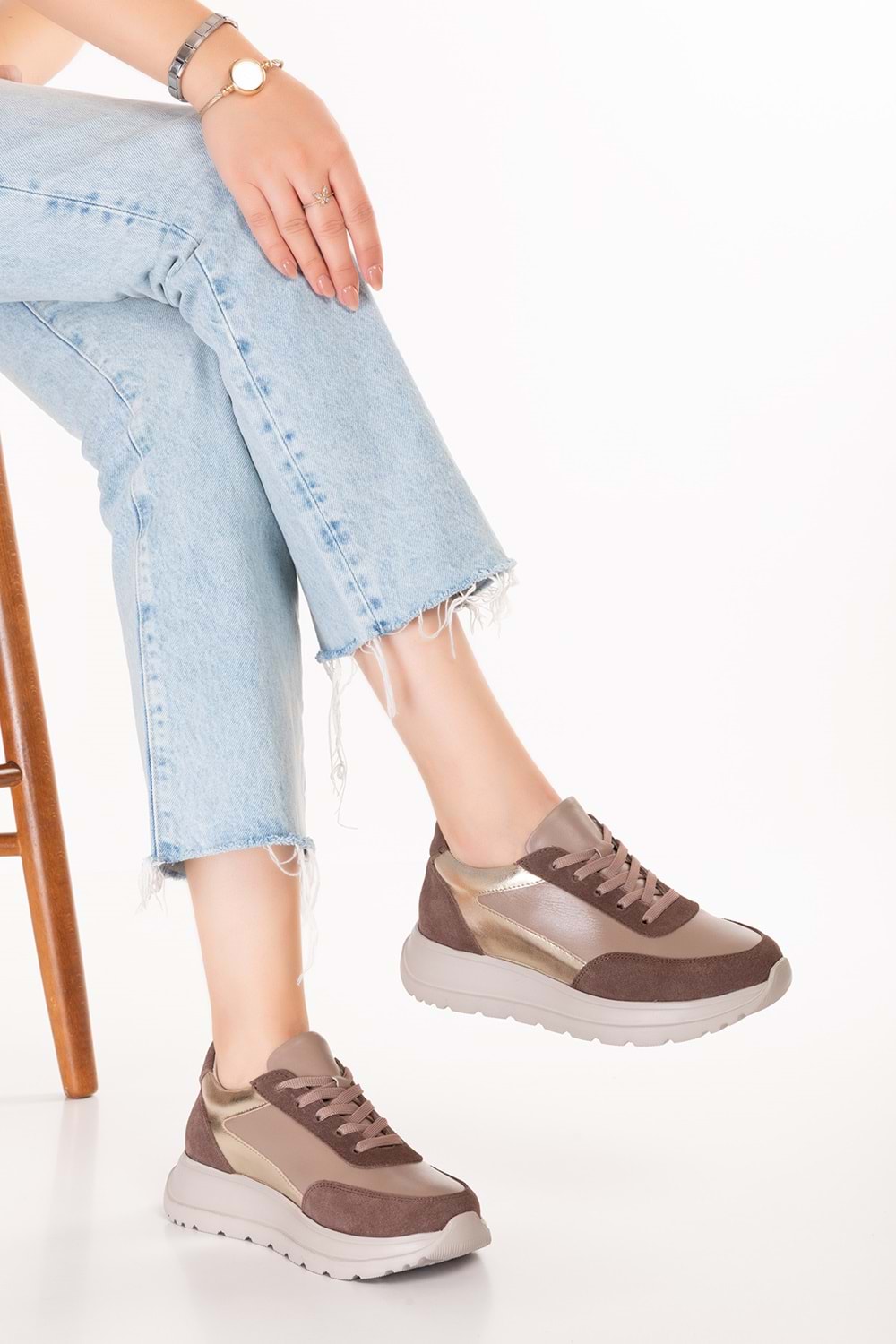 Gondol Içi Dışı Hakiki Deri Anatomik Taban Hafif Spor Ayakkabı ars.502 - Vizon - 41