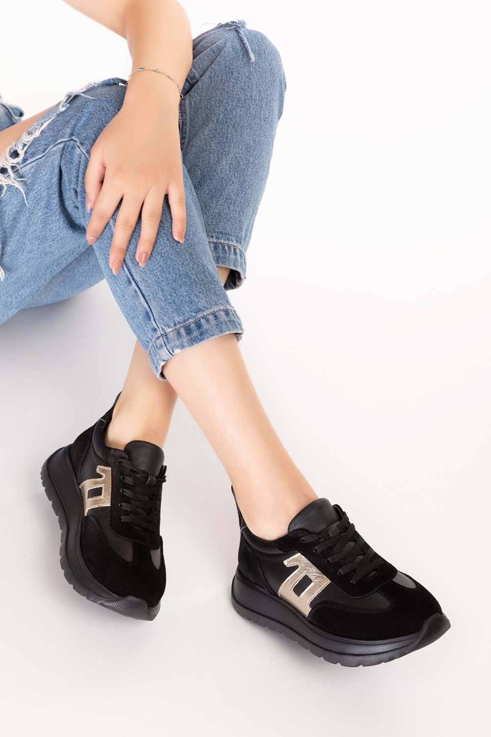 Gondol Içi Dışı Hakiki Deri Anatomik Taban Hafif Spor Ayakkabı ars.509 - Siyah - 39