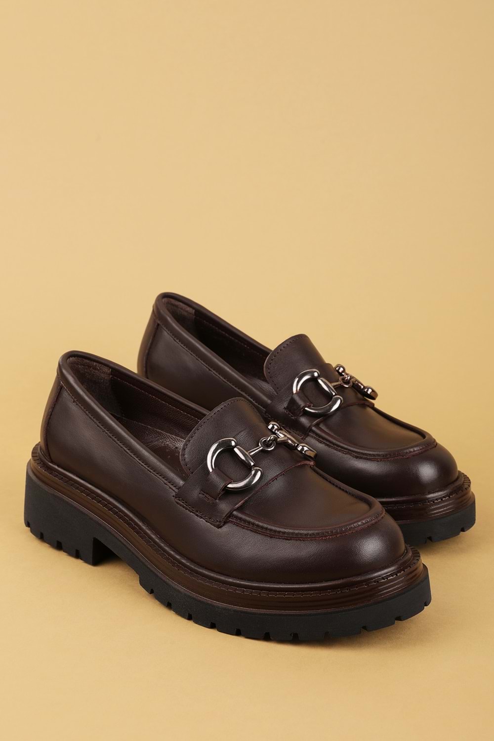 Gondol Hakiki Deri Kalın Taban Hafif Oxford Ayakkabı erp.742 - Kahverengi - 36