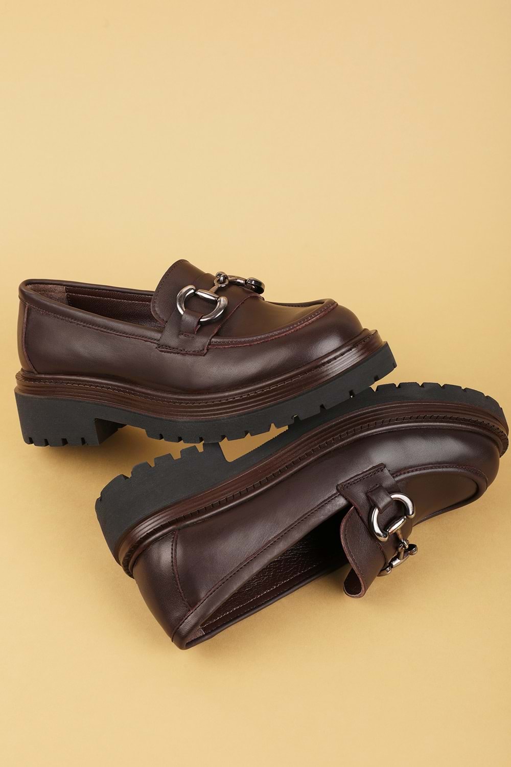 Gondol Hakiki Deri Kalın Taban Hafif Oxford Ayakkabı erp.742 - Kahverengi - 36