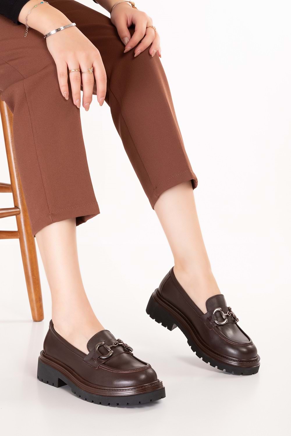 Gondol Hakiki Deri Kalın Taban Hafif Oxford Ayakkabı erp.742 - Kahverengi - 38