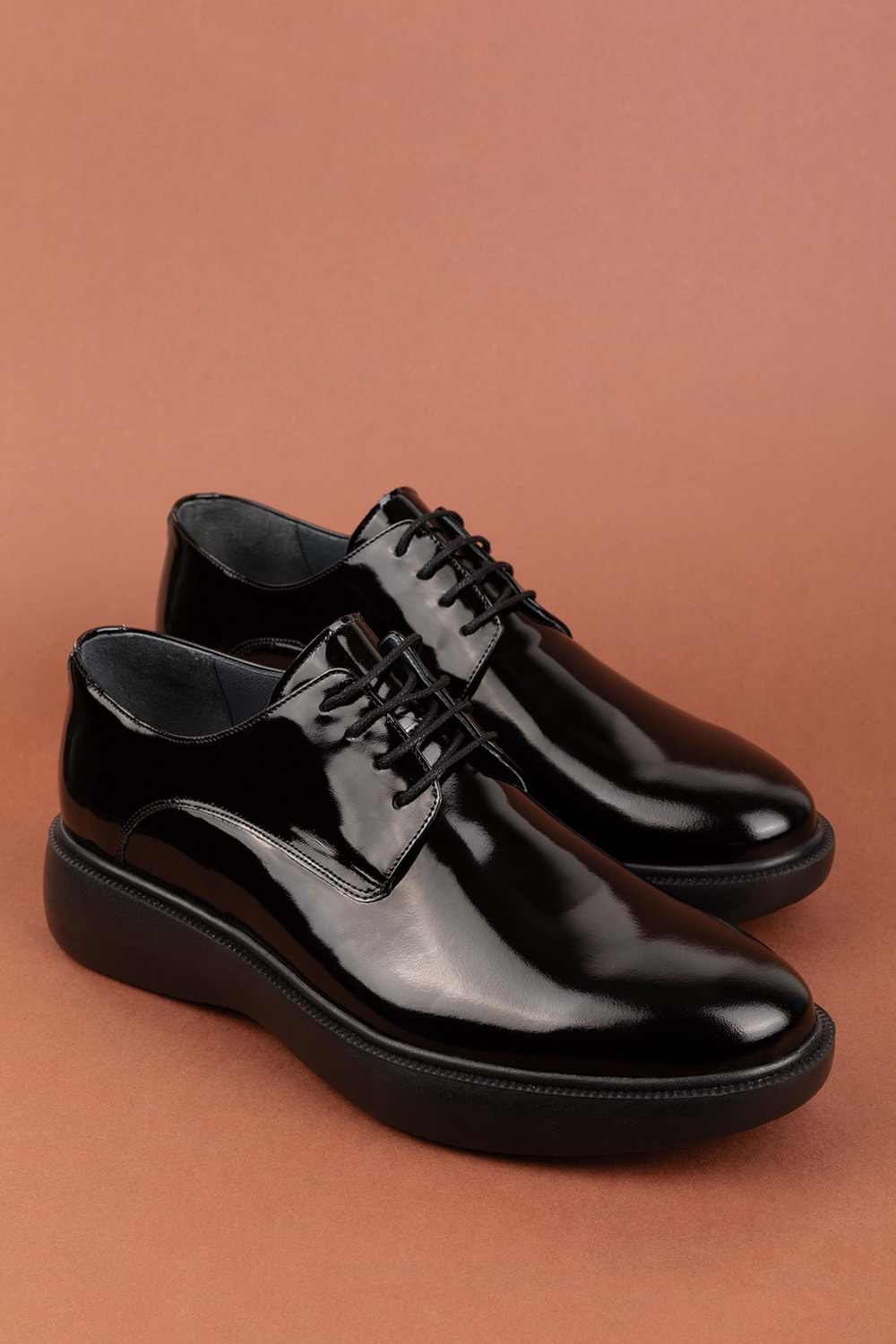 Gondol Erkek Hakiki Deri Damatlık ve Takım Elbise Ayakkabısı Hafif Rahat add.3005 - Siyah Rugan - 39