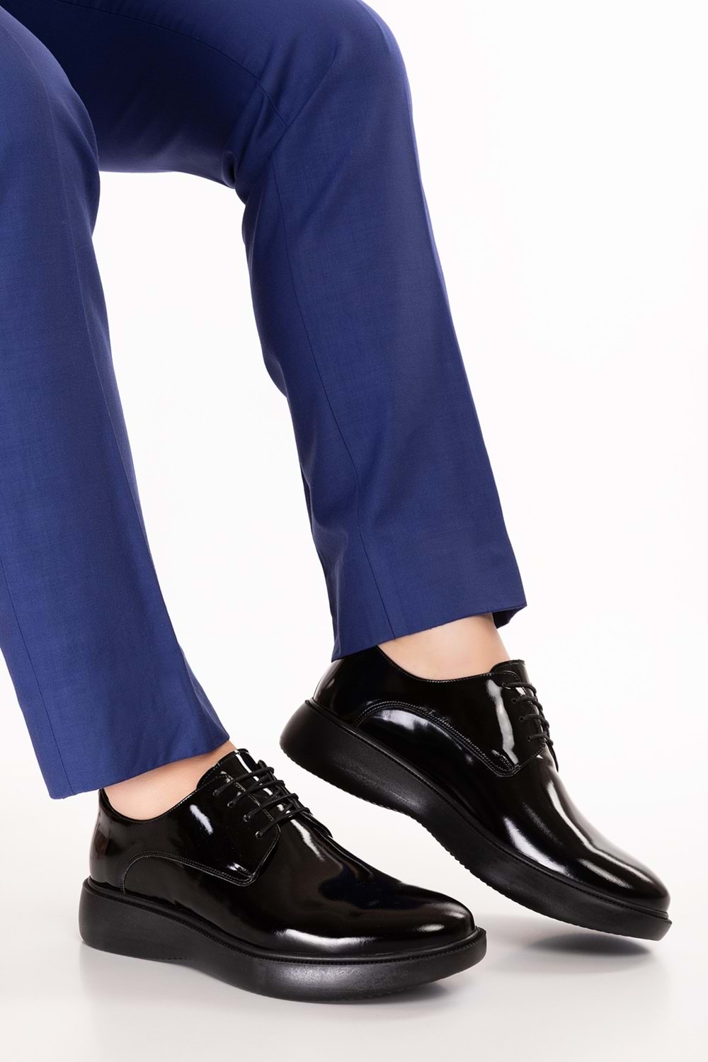 Gondol Erkek Hakiki Deri Damatlık ve Takım Elbise Ayakkabısı Hafif Rahat add.3005 - Siyah Rugan - 39