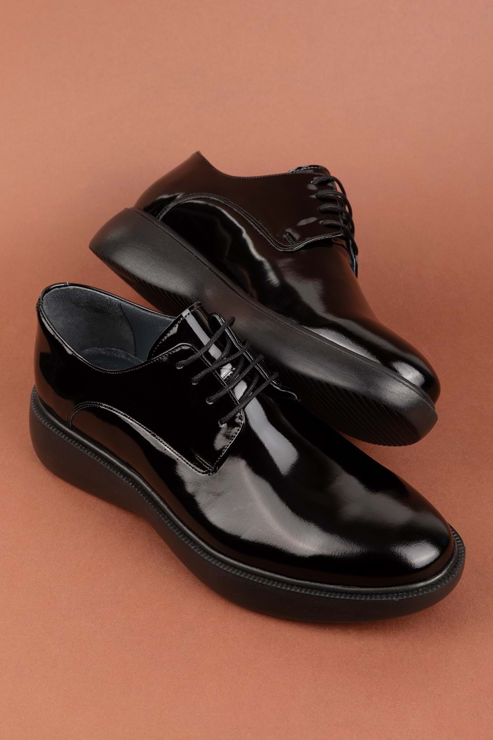 Gondol Erkek Hakiki Deri Damatlık ve Takım Elbise Ayakkabısı Hafif Rahat add.3005 - Siyah Rugan - 39