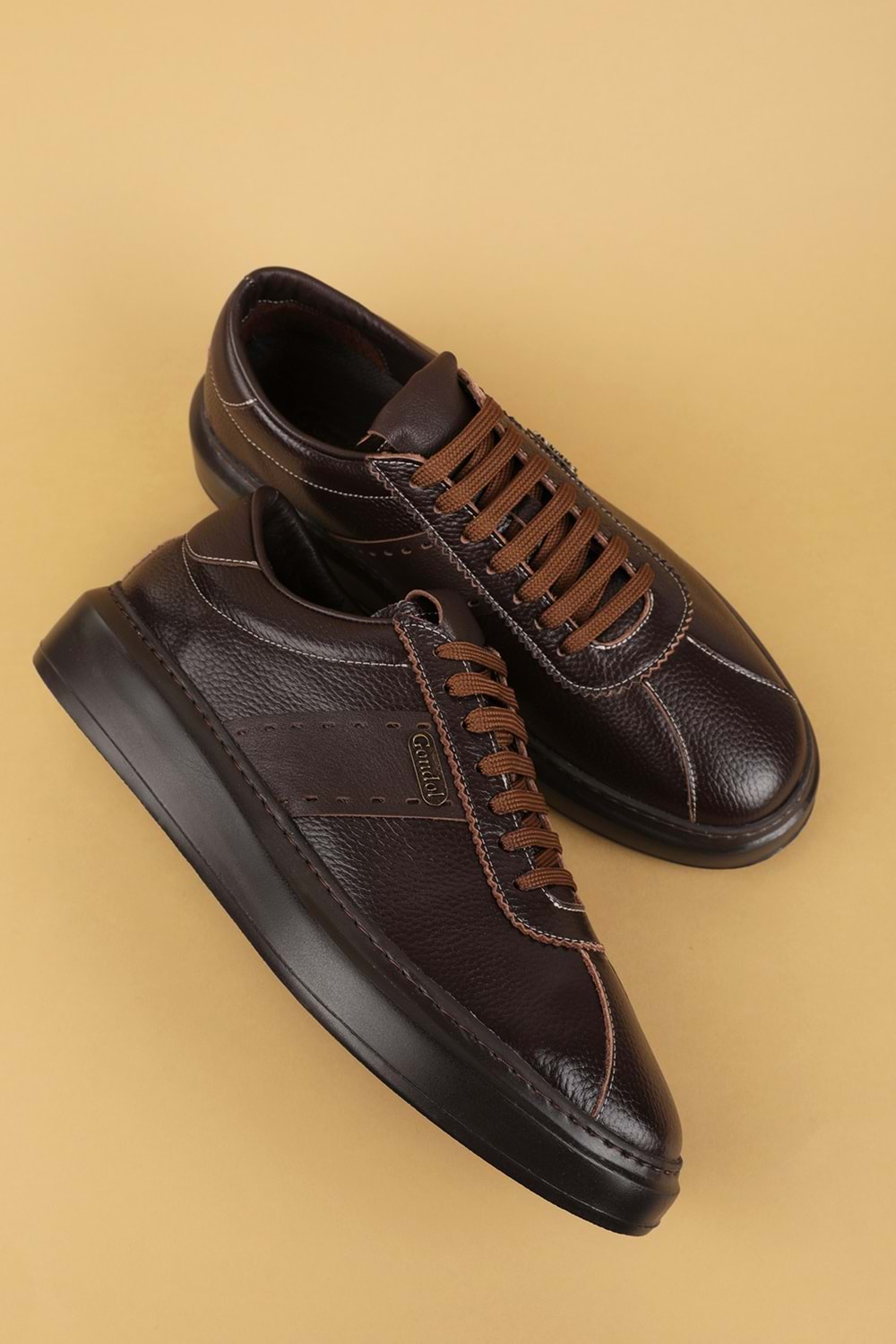 Gondol Içi Dışı Hakiki Deri Günlük Rahat Ayakkabı mals.348 - Kahverengi - 40