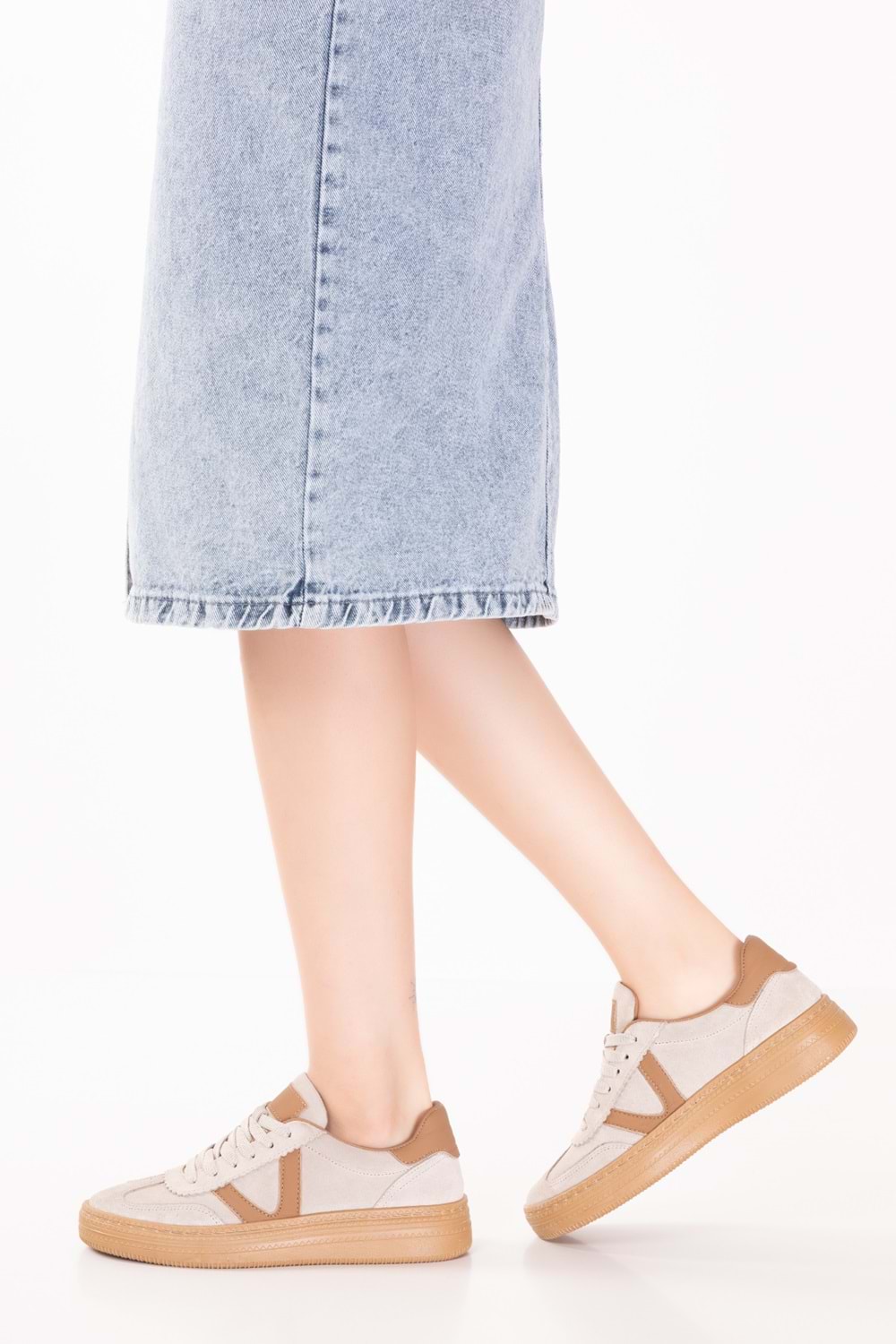 Gondol Içi Dışı Hakiki Deri Süet Anatomik Taban Hafif Spor Ayakkabı es.170 - Bej Süet - 36