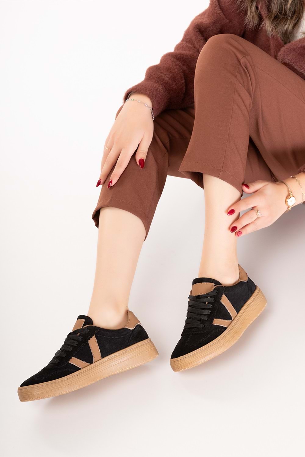 Gondol Içi Dışı Hakiki Deri Süet Anatomik Taban Hafif Spor Ayakkabı es.170 - Siyah Süet - 38