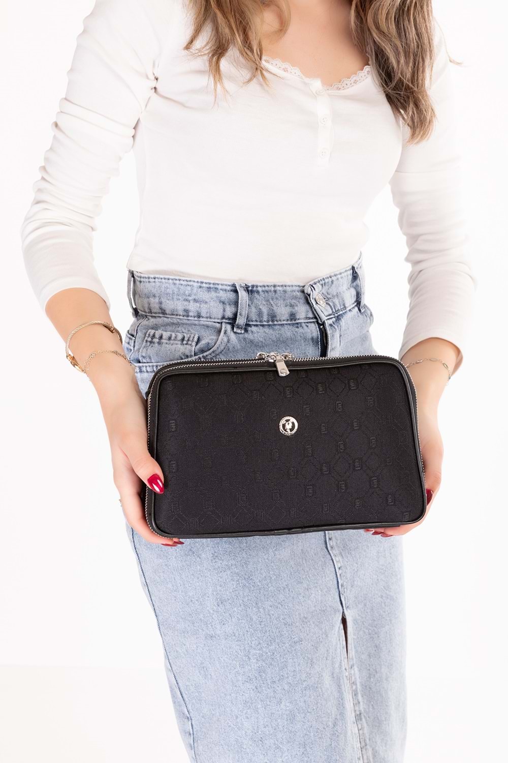 Gondol Kadın Günlük Çapraz Omuz Çantası gp.1327 - Siyah Desen