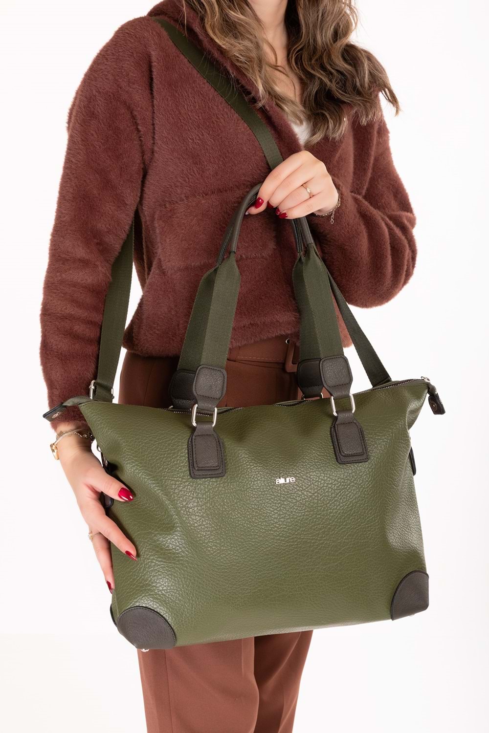 Gondol Kadın Günlük Geniş Kullanışlı El ve Omuz Çantası ald.1812 - Haki - TEK EBAT