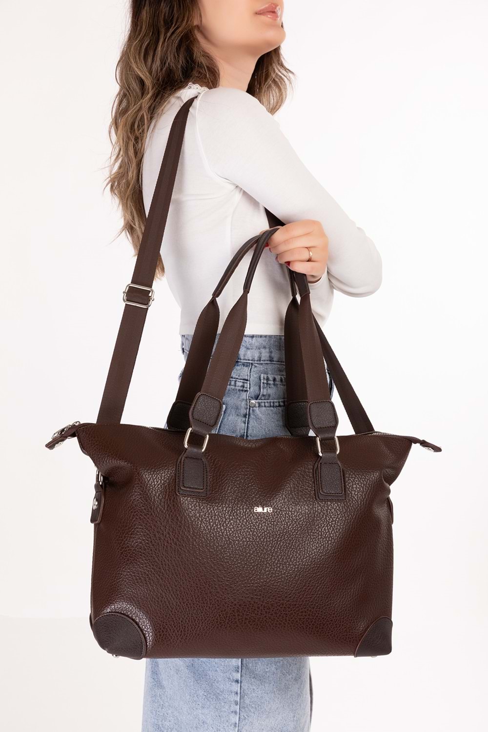 Gondol Kadın Günlük Geniş Kullanışlı El ve Omuz Çantası ald.1812 - Kahverengi - TEK EBAT