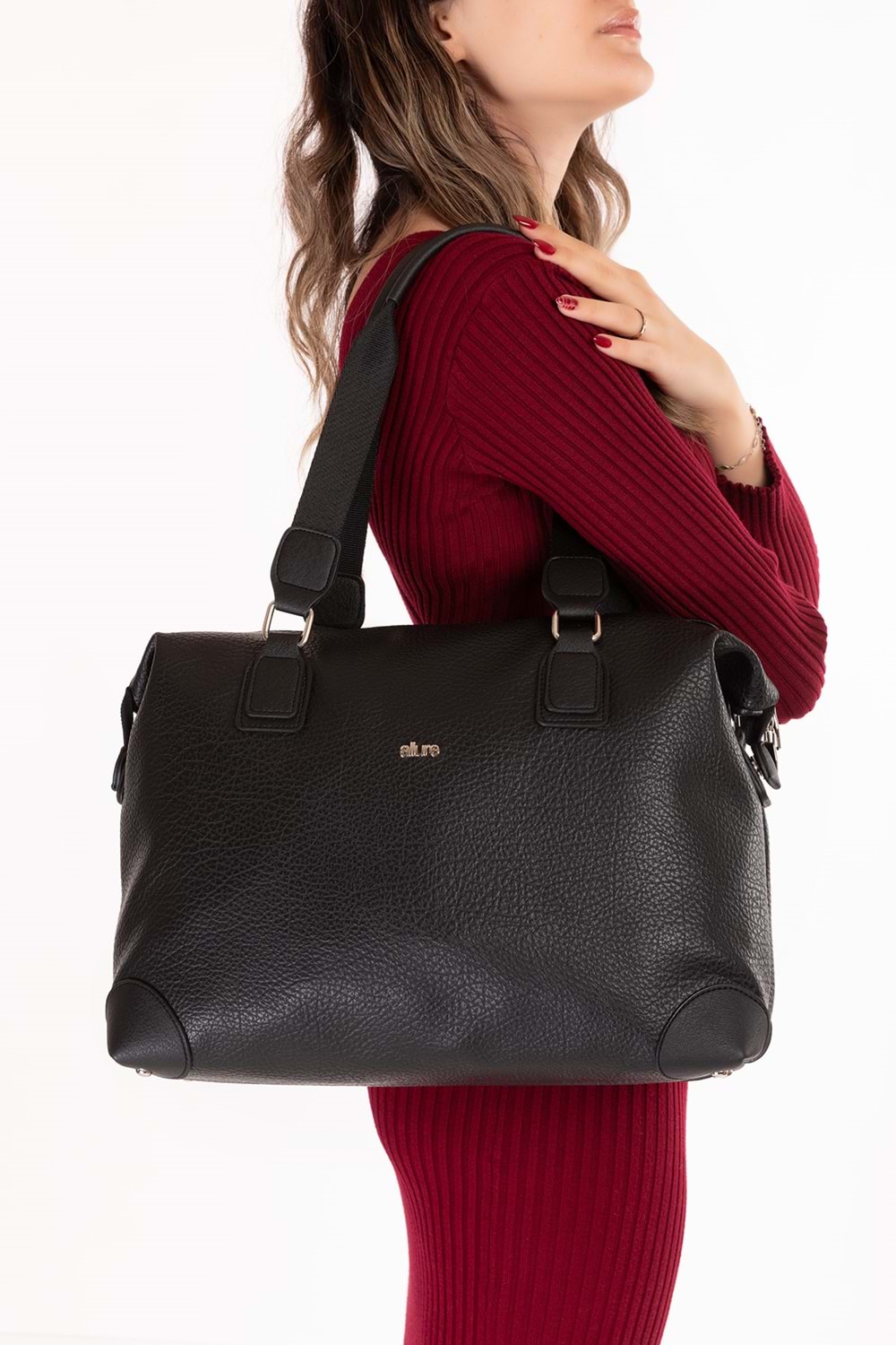 Gondol Kadın Günlük Geniş Kullanışlı El ve Omuz Çantası ald.1812 - Siyah - TEK EBAT