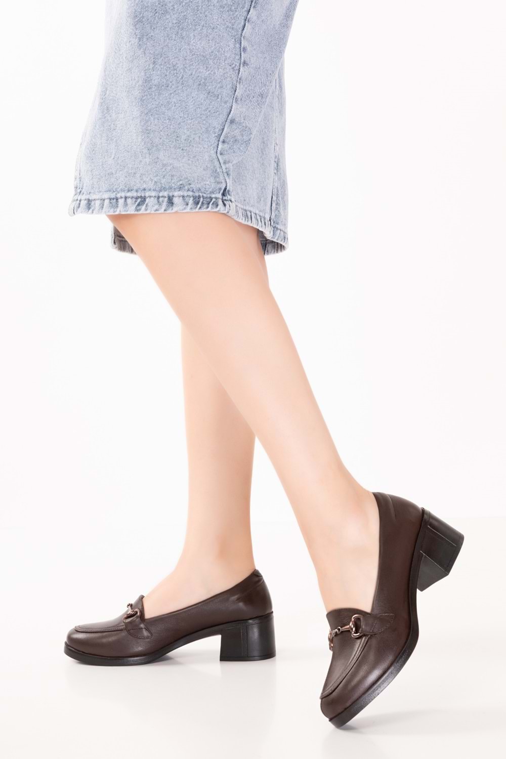 Gondol Hakiki Deri Rahat Klasik Topuklu Ayakkabı erp.25520 - Kahverengi - 36