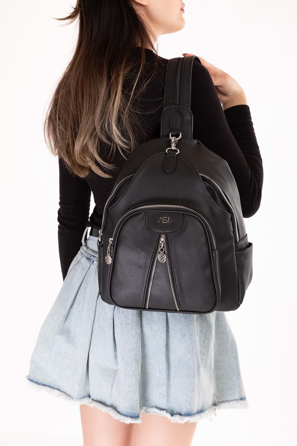 Gondol Kadın Taş Detaylı Günlük Sırt Çantası ald.80728 - Siyah - TEK EBAT