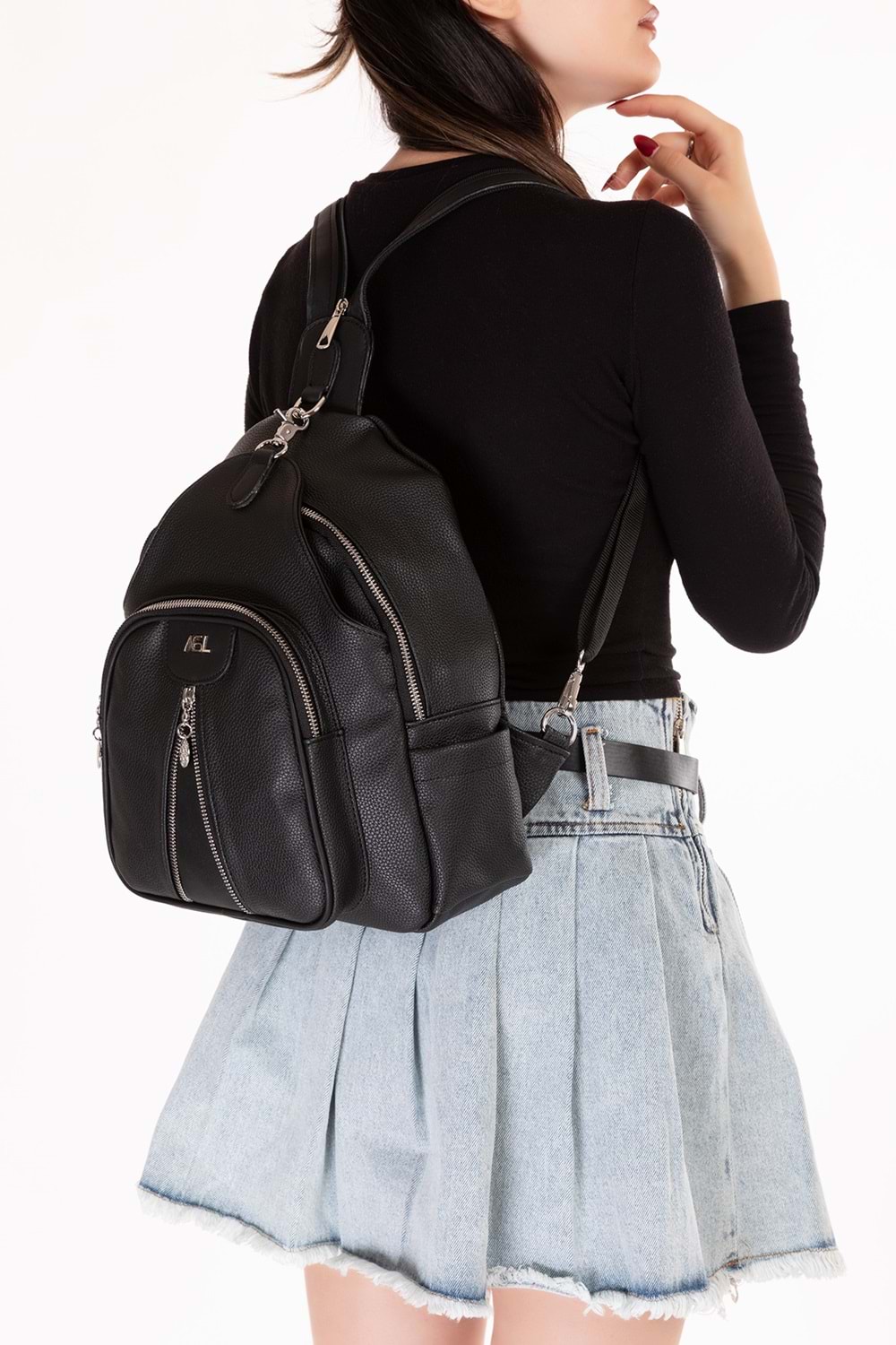 Gondol Kadın Taş Detaylı Günlük Sırt Çantası ald.80728 - Siyah - TEK EBAT