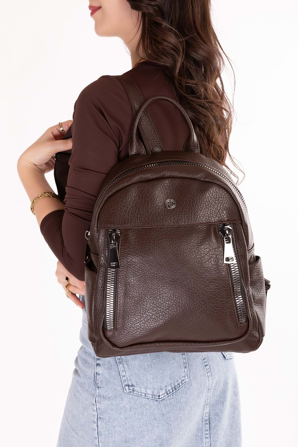 Gondol Kadın Kullanışlı Günlük Sırt Çantası ald.31124 - Kahverengi - TEK EBAT