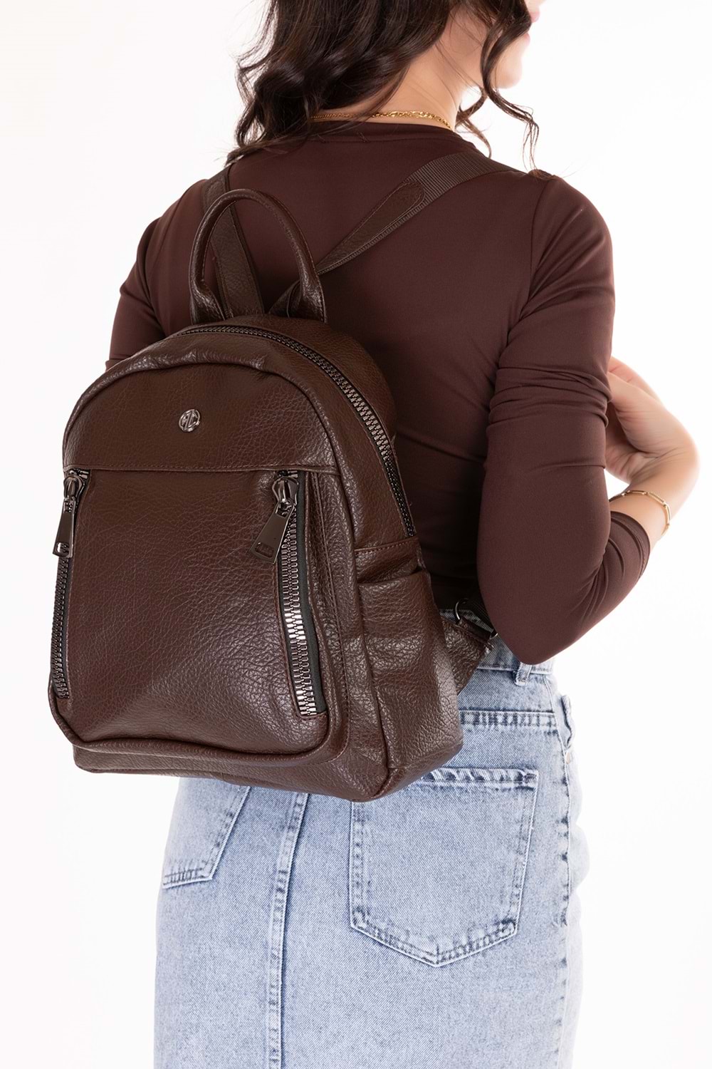 Gondol Kadın Kullanışlı Günlük Sırt Çantası ald.31124 - Kahverengi - TEK EBAT