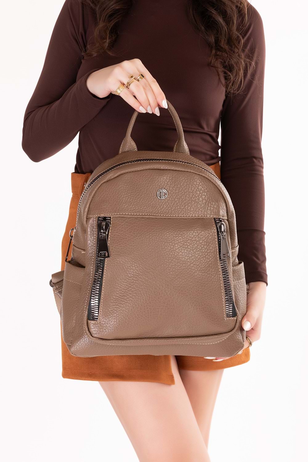 Gondol Kadın Kullanışlı Günlük Sırt Çantası ald.31124 - Vizon - TEK EBAT