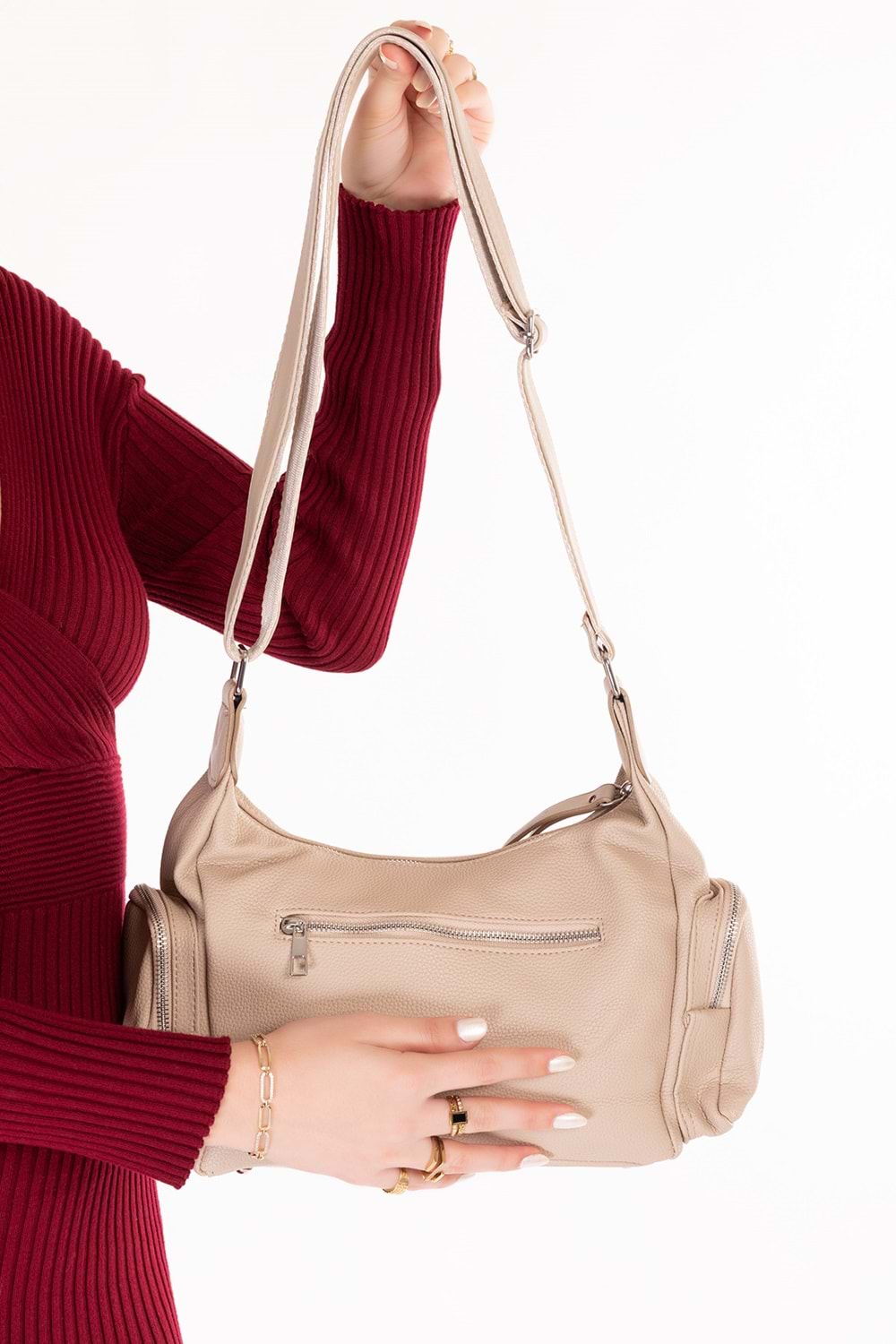 Gondol Kadın Kullanışlı Günlük Çanta ald.80735 - Bej - TEK EBAT