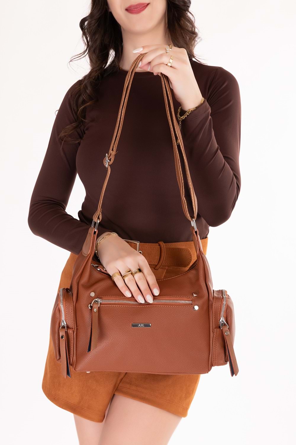 Gondol Kadın Kullanışlı Günlük Çanta ald.80735 - Taba Cilt - TEK EBAT