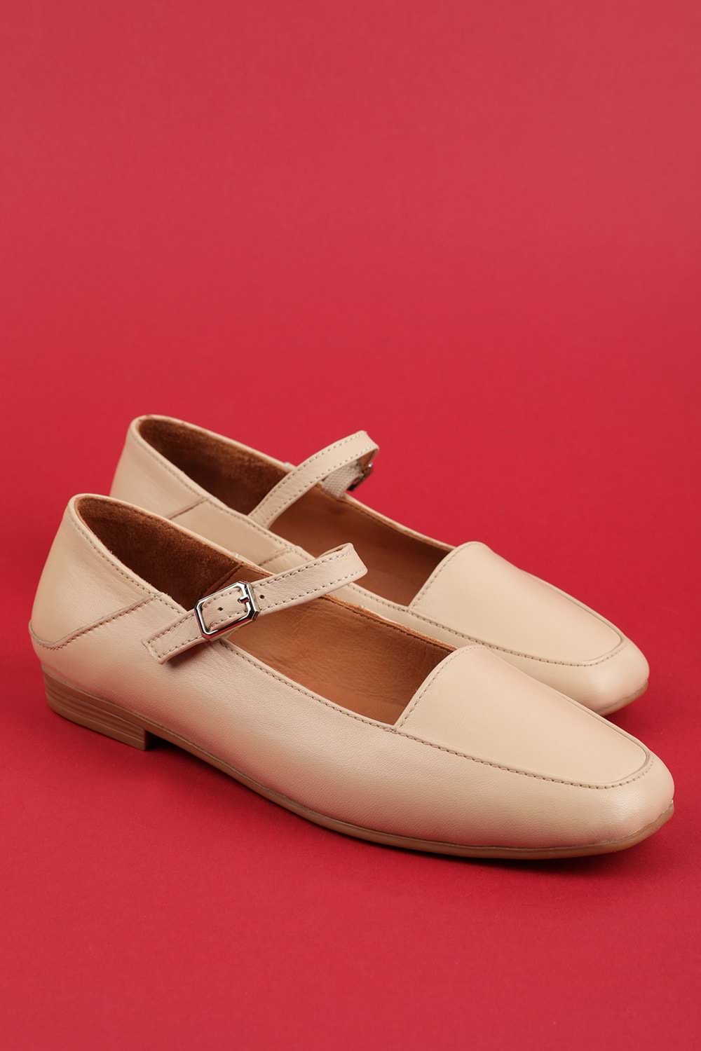 Gondol Hakiki Deri Günlük Kibar Babet Ayakkabı erp.26562 - Bej - 36