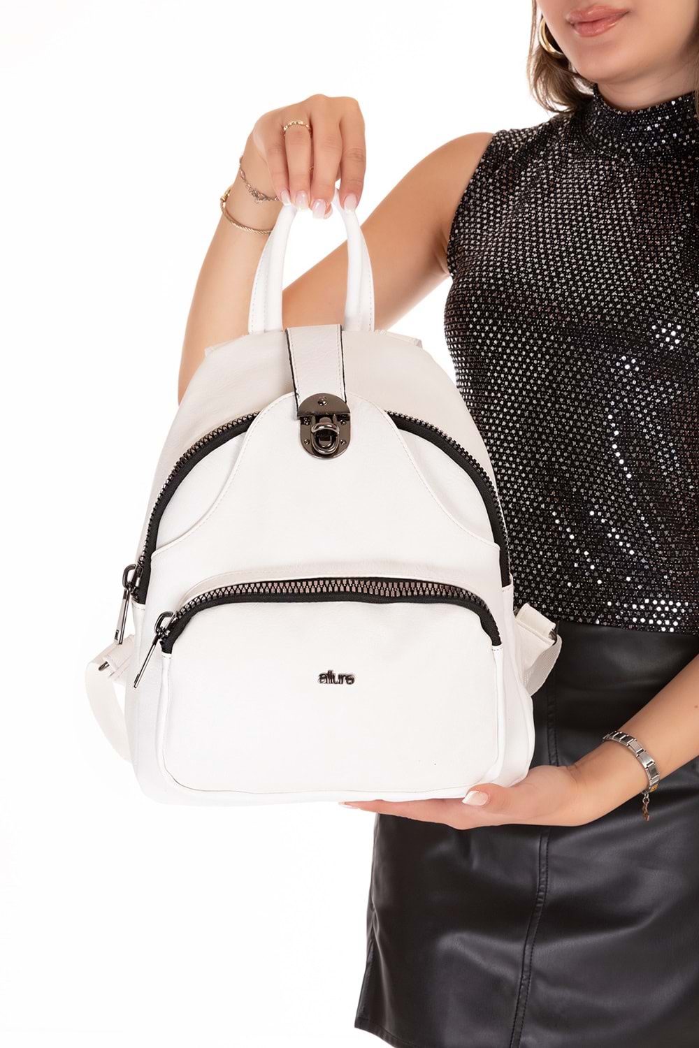 Gondol Kadın Taş Detaylı Günlük Sırt Çantası ald.1250 - T.White - TEK EBAT