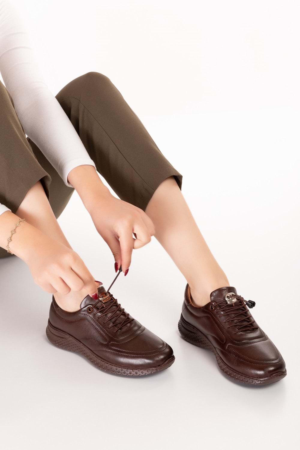 Gondol Içi Dışı Hakiki Deri Faylon Taban Hafif Spor Ayakkabı es.110 - Kahverengi - 36