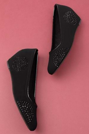 Gondol Taş Detaylı Ev Ayakkabısı Siyah Nubuk 39 dmr.154