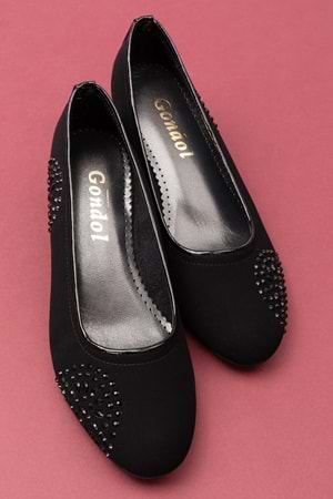 Gondol Taş Detaylı Ev Ayakkabısı Siyah Nubuk 39 dmr.154