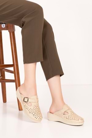 Gondol Ortopedik Deri Sabo Terlik Bej 40 yprk.510