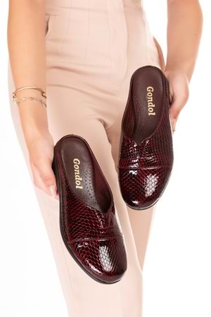 Gondol Hakiki Deri Ev Terliği Bordo Petek 40 özl.325