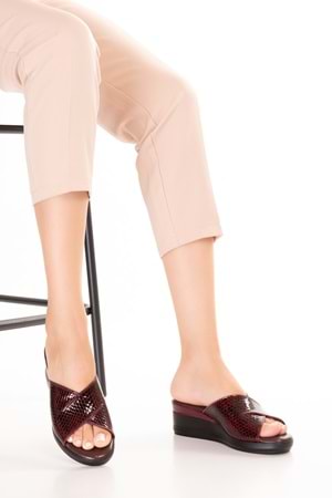 Gondol Hakiki Deri Ev Terliği özl.2763 - Bordo - 39