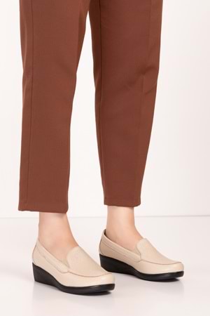 Gondol Hakiki Deri Ortopedik Taban Ayakkabı Bej 42 vdt.2606