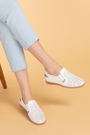 Gondol Hakiki Deri Ortopedik Taban Günlük Ayakkabı Beyaz 37 esfa.152y