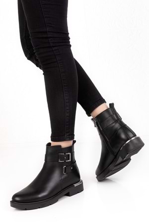 Gondol Hakiki Deri Metal Topuk Detaylı Bot dgn.701 - Siyah - 38