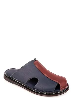 Gondol Hakiki Deri Önü Kapalı Yumusak Taban Terlik kml.103 - Lacivert - 42