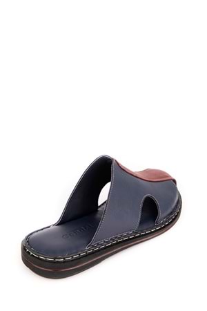 Gondol Hakiki Deri Önü Kapalı Yumusak Taban Terlik kml.103 - Lacivert - 42
