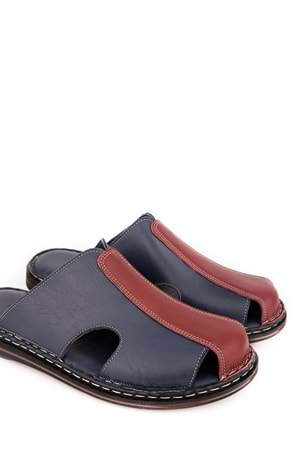 Gondol Hakiki Deri Önü Kapalı Yumusak Taban Terlik kml.103 - Lacivert - 40