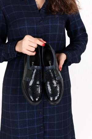 Gondol Hakiki Deri Anatomik Taban Rahat Ayakkabı esfa.199100 - Lacivert Petek - 41