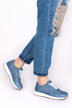 Gondol Içi Dışı Hakiki Deri Anatomik Taban Spor Ayakkabı flf.444 - Mavi - 39