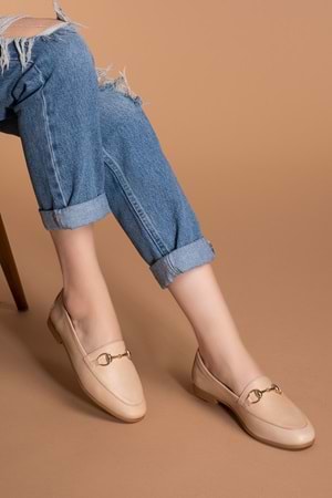 Gondol Hakiki Deri Kadın Babet iz.3501 - Bej - 39