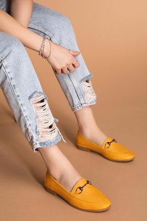 Gondol Hakiki Deri Kadın Babet iz.3501 - Sarı - 40