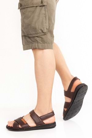 Gondol Hakiki Deri Anatomik Taban Erkek Sandalet kml.119 - Kahverengi - 45