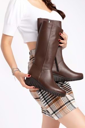Gondol Hakiki Deri Sıcak İç Astar Dolgu Taban Çizme-gndl.2007 - Kahverengi - 39
