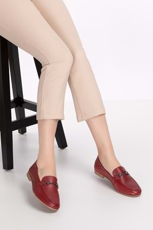 Gondol Hakiki Deri Kadın Babet iz.3501 - Bordo - 37